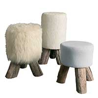 Set de 3 Tabourets Mousse Blanc